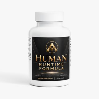 The bottle from the front, its cap on: the symbol, the stacked wordmark, Dietary supplement and 30 capsules on the front label, and the edges of its side panels either side.